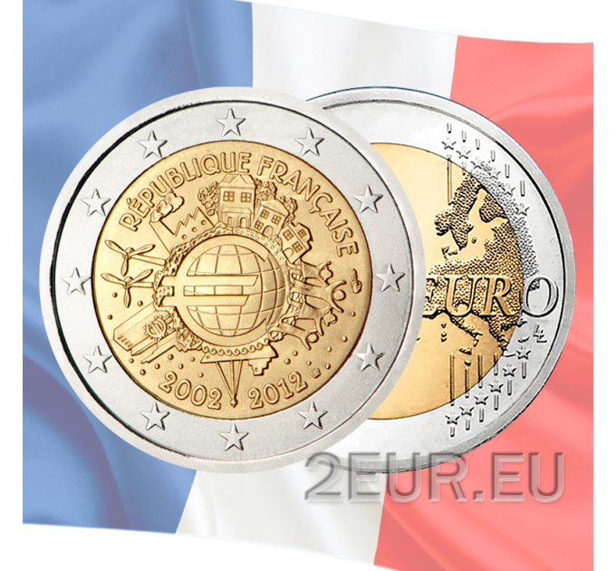 Frankreich 2 Euro UNC 2012 - 10 Jahre Euro-Bargeld