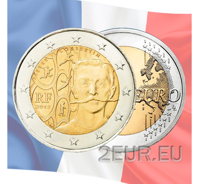 Frankreich 2 Euro UNC 2013 - 150. Geburtstag von Pierre de Coubertin