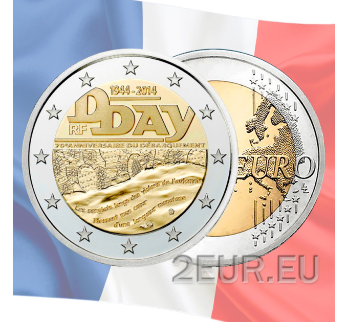 Frankreich 2 Euro UNC 2014 - 70. Jahrestag der Landung in der Normandie vom 6. Juni 1944 – D-Day