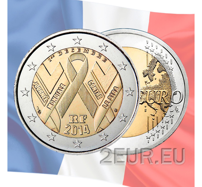 Frankreich 2 Euro UNC 2014 - Welt-AIDS-Tag