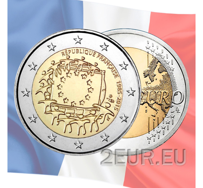 Frankreich 2 Euro UNC 2015 - 30. Jahrestag der EU-Flagge