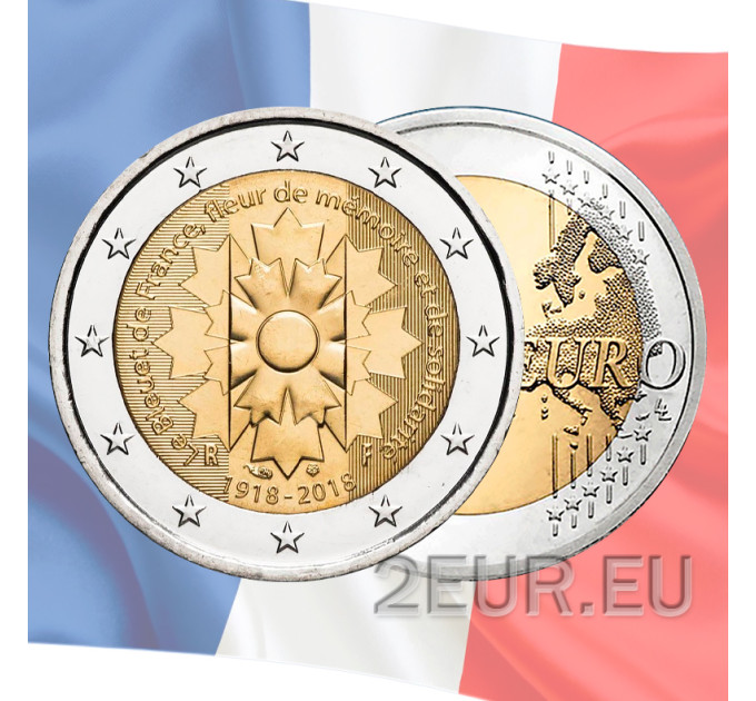 Frankreich 2 Euro UNC 2018 - Der Erste Weltkrieg – Bleuet De France – Kornblume Frankreichs