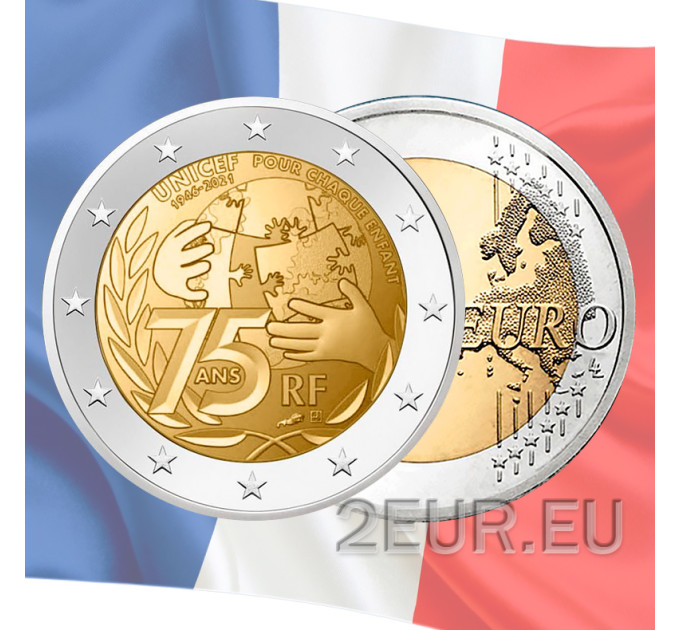 Frankreich 2 Euro UNC 2021 - 75 Jahre seit der Gründung von UNICEF