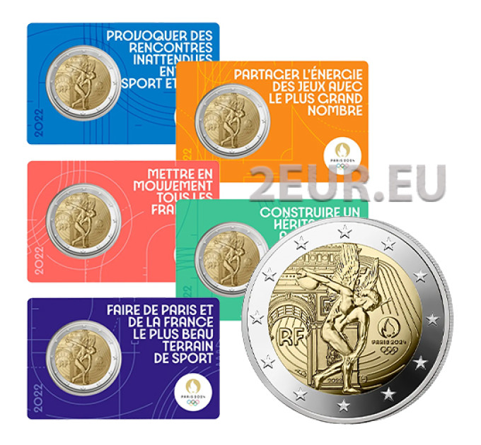 Frankreich 2 Euro BU 2022 - Olympische Sommerspiele Paris 2024 – Das Genie - 5 Stk