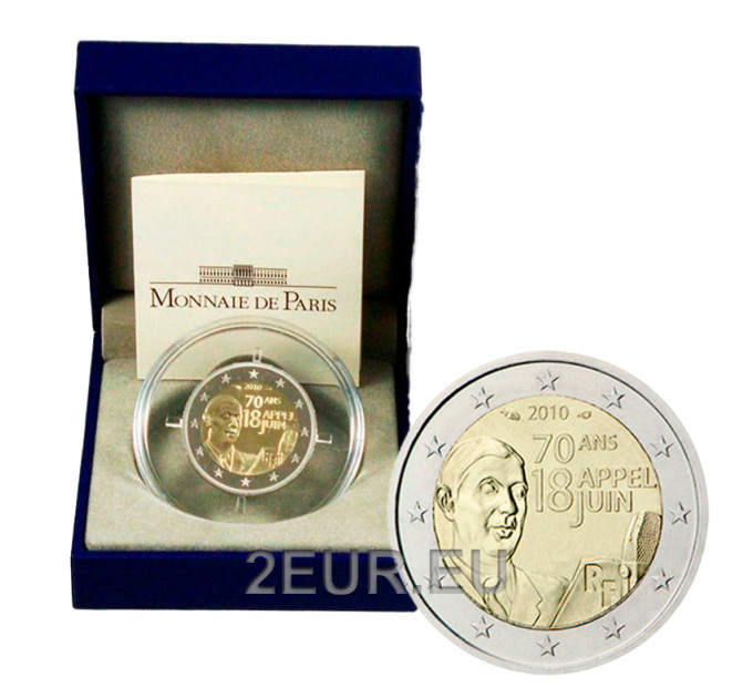 Frankreich 2 Euro PP 2010 - 70. Jahrestag des Appells vom 18. Juni 1940 – Charles de Gaulle