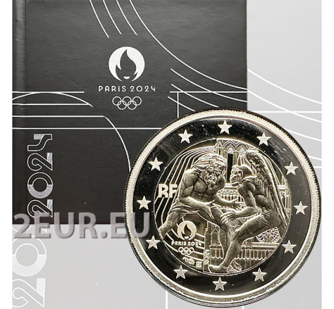 Frankreich 2 Euro PP 2024 - Olympische Spiele Paris 2024 – Herkules übt Wrestling - Notre Dame