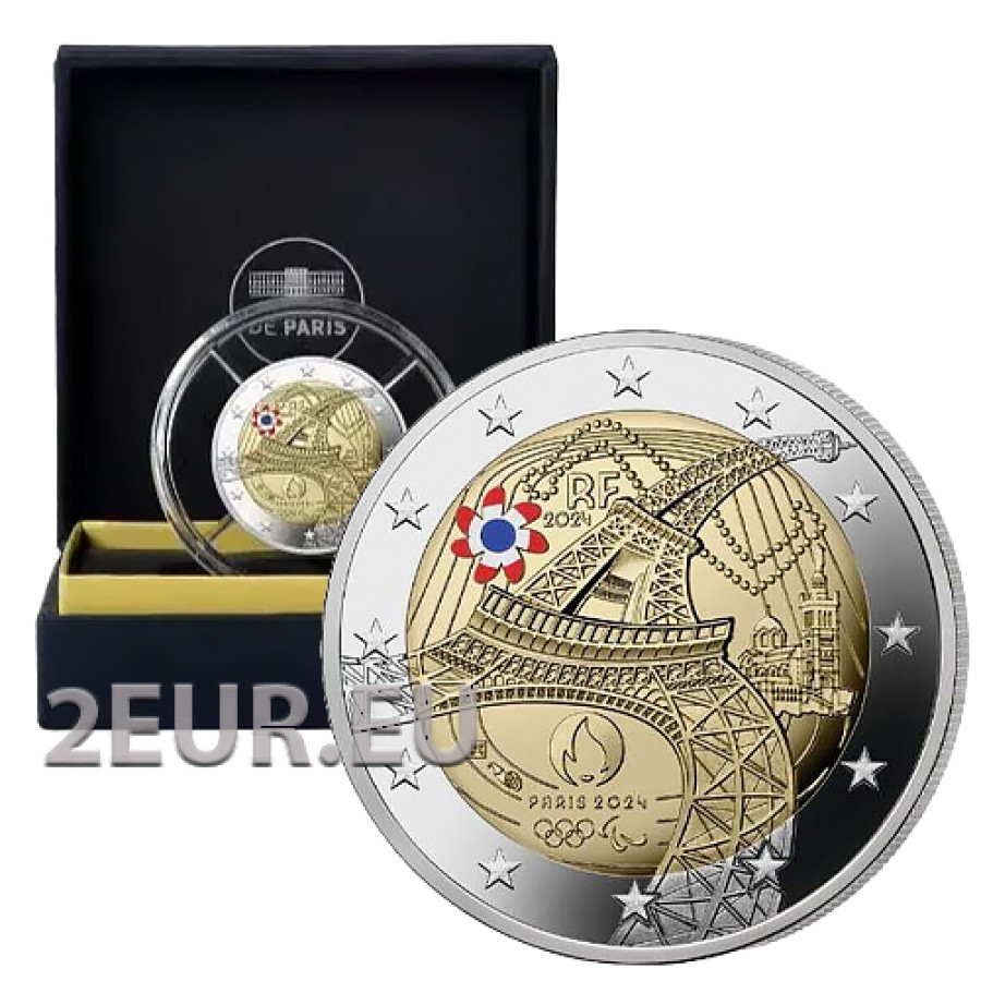Frankreich 2 Euro PP 2024 - Olympische und Paralympische Spiele 2024 in Paris - Farbige Münze