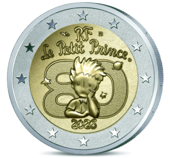 Frankreich 2 Euro PP 2026 - 80 Jahre Der kleine Prinz - Rückwärtspolieren