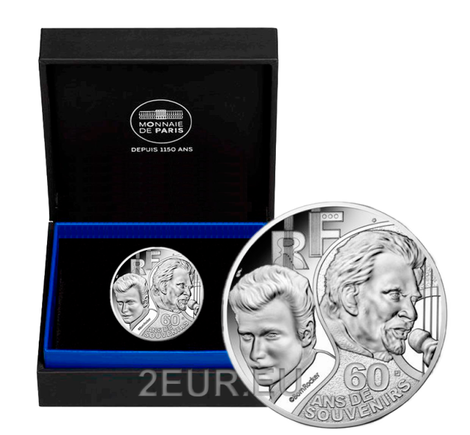 Frankreich 10 Euro Silbermünze PP 2020 - Johnny Hallyday – 60 Jahre Erinnerungens