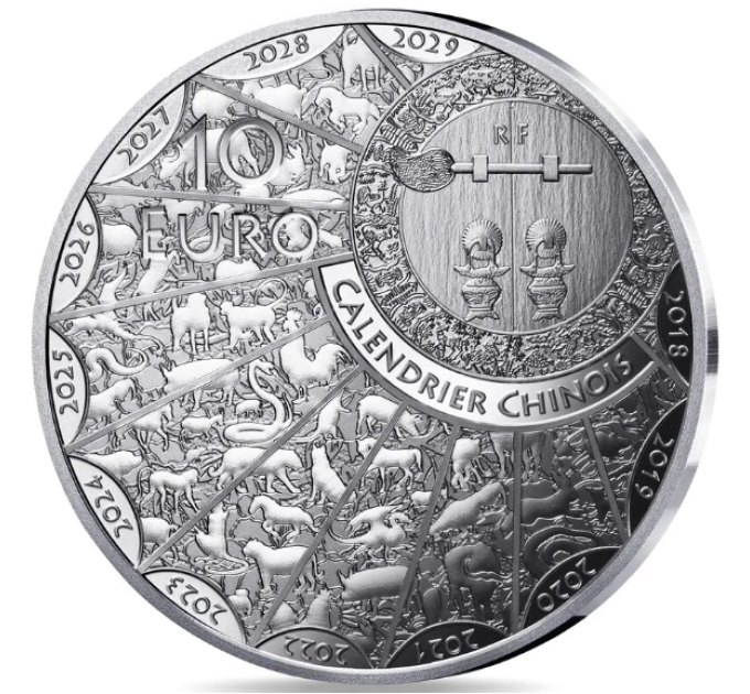 Frankreich 10 Euro Silbermünze PP 2025 - Jahr der Schlange