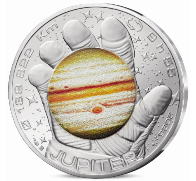 Frankreich 10 Euro Silbermünze 2025 - Odyssee im Weltraum mit Thomas Pesquet - Saturn, Jupiter, Mars, Mond