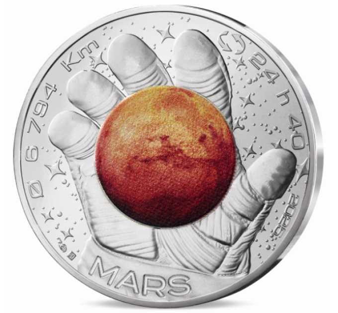 Frankreich 10 Euro Silbermünze 2025 - Odyssee im Weltraum mit Thomas Pesquet - Saturn, Jupiter, Mars, Mond