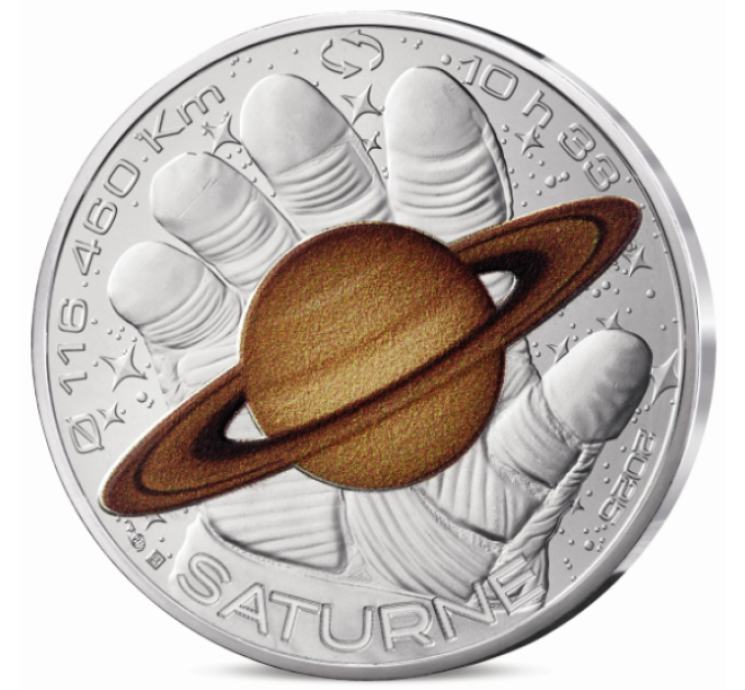 Frankreich 10 Euro Silbermünze 2025 - Odyssee im Weltraum mit Thomas Pesquet - Saturn, Jupiter, Mars, Mond