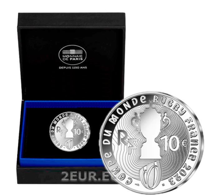 Frankreich 10 Euro Silbermünze PP 2022 - Rugby-Weltmeisterschaft Frankreich 2023 – Emblem