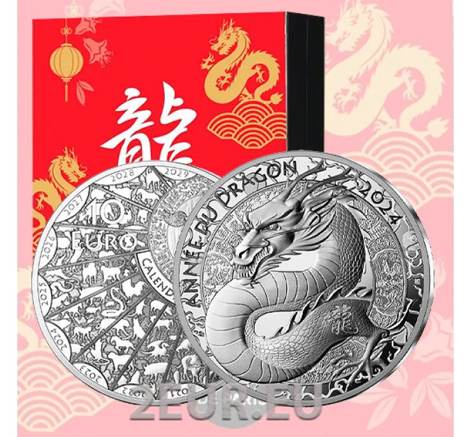 Frankreich 10 Euro Silbermünze PP 2024 - Jahr des Drachen