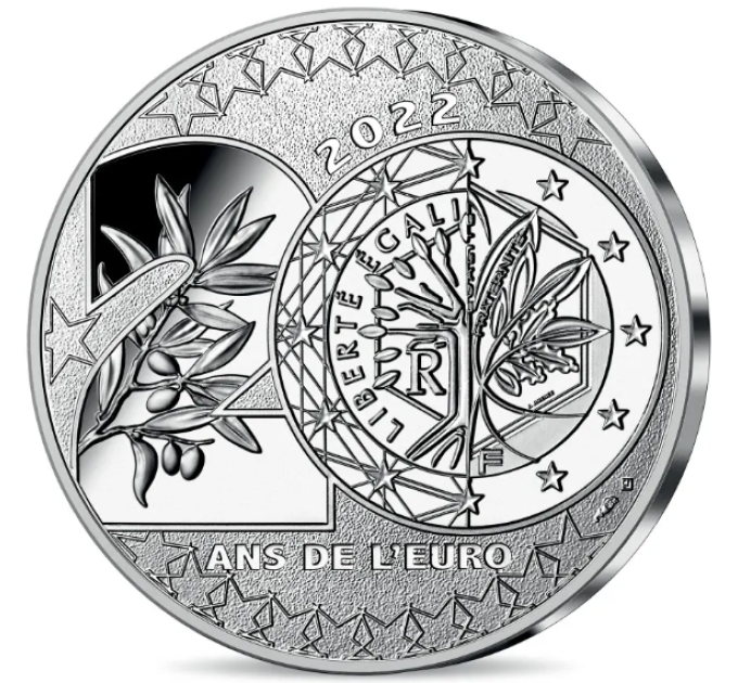 Frankreich 20 Euro Silbermünze 2022 - 20 Jahre Euro