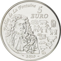 Frankreich 5 Euro Silbermünze BU 2010 - Fabeln von La Fontaine – Das Jahr des Tigers