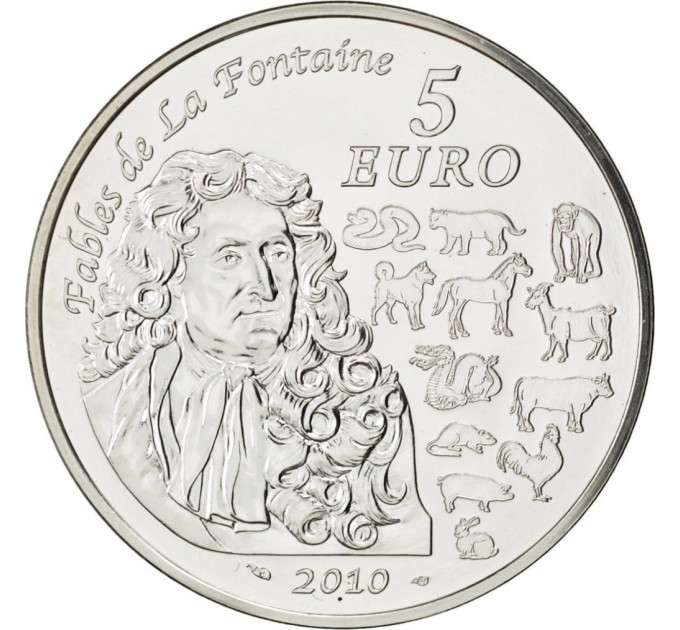 Frankreich 5 Euro Silbermünze BU 2010 - Fabeln von La Fontaine – Das Jahr des Tigers