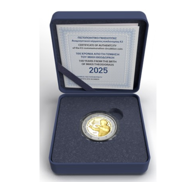 Griechenland 2 euro Proof 2025 - 100 JAHRE SEIT DER GEBURT VON MIKIS THEODORAKIS