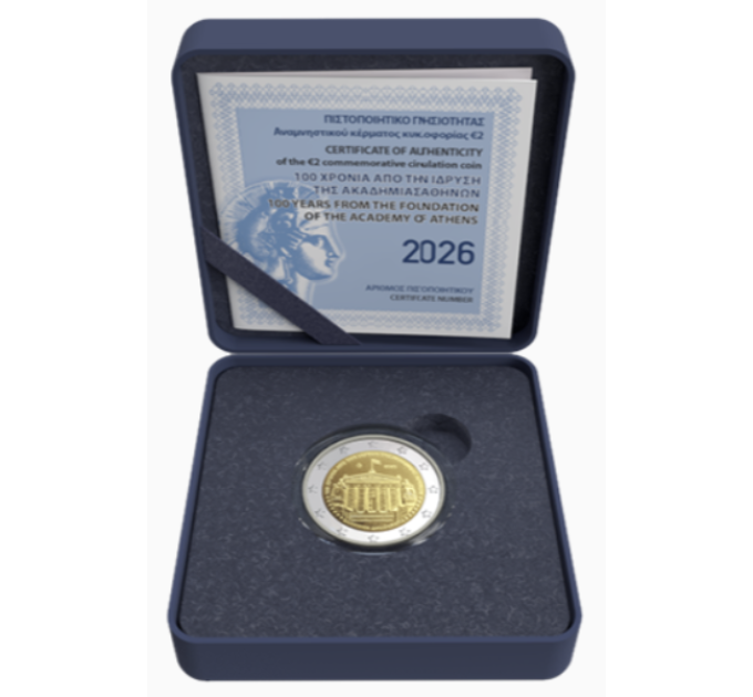 Griechenland 2 euro Proof 2026 - 100 JAHRE SEIT DER GRÜNDUNG DER AKADEMIE VON ATHEN