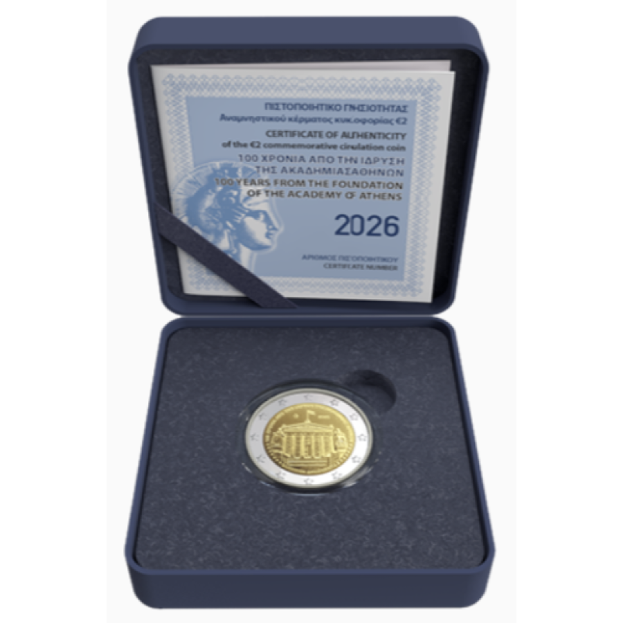Griechenland 2 euro Proof 2026 - 100 JAHRE SEIT DER GRÜNDUNG DER AKADEMIE VON ATHEN Griechenland 2 euro Proof 2026 - 100 JAHRE SEIT DER GRÜNDUNG DER AKADEMIE VON ATHEN