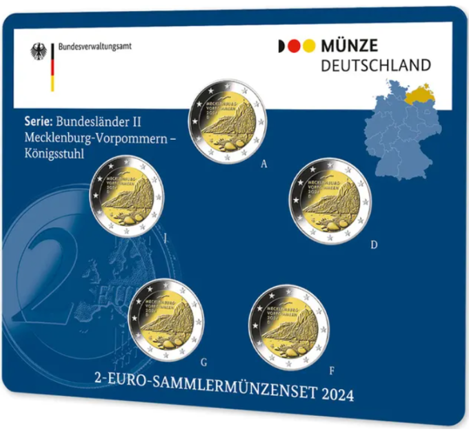  Deutschland 2 Euro-Münzsatz BU 2024 – Mecklenburg-Vorpommern – ADFGJ