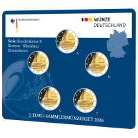  Deutschland 2 Euro-Münzsatz BU 2026 – Bremen – ADFGJ
