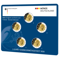  Deutschland 2 Euro-Münzsatz BU 2026 – Konrad Adenauer – ADFGJ