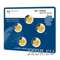  Deutschland 2 Euro-Münzsatz BU 2025 – SAARLAND – ADFGJ