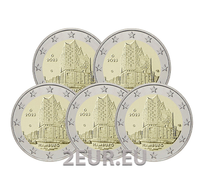 Deutschland 2 euro UNC 2023 - Hamburg - Elbphilharmonie - ADFGJ