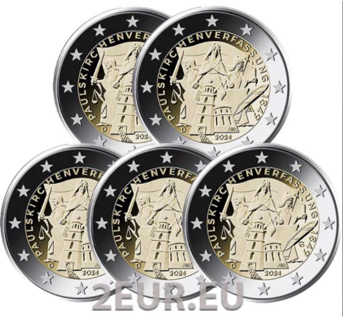 Deutschland 2 euro UNC 2024 - 175 Jahre Paulskirchenverfassung - ADFGJ
