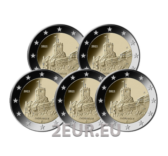 Deutschland 2 euro UNC 2022 - Thüringen - Wartburg - ADFGJ
