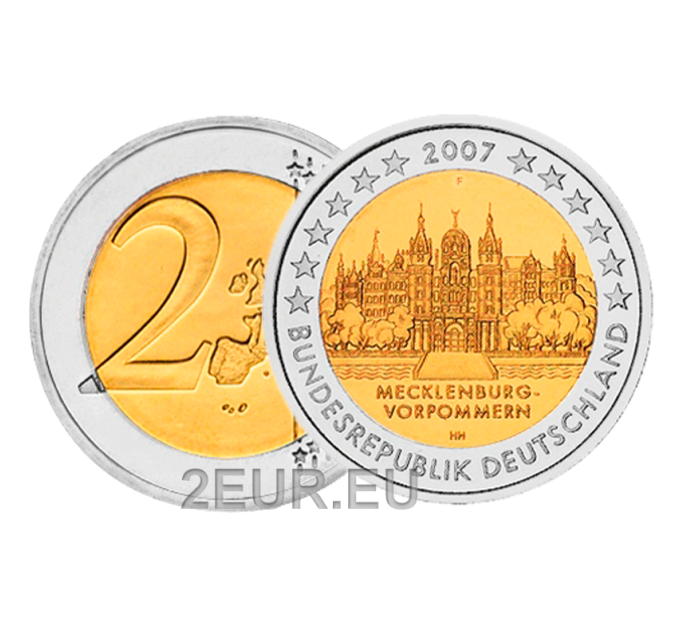 Deutschland 2 euro UNC 2007 - Schweriner Schloss - F - Stuttgart