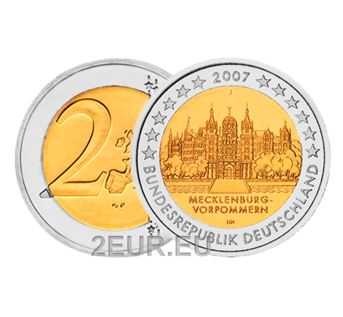 Deutschland 2 euro UNC 2007 - Schweriner Schloss - J - Hamburg