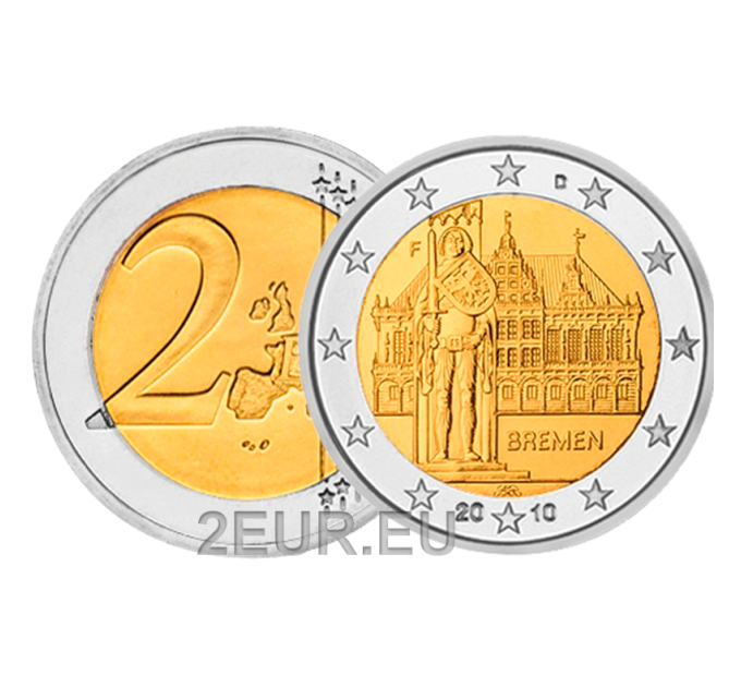 Deutschland 2 euro UNC 2010 - Rathaus und Roland - F - Stuttgart