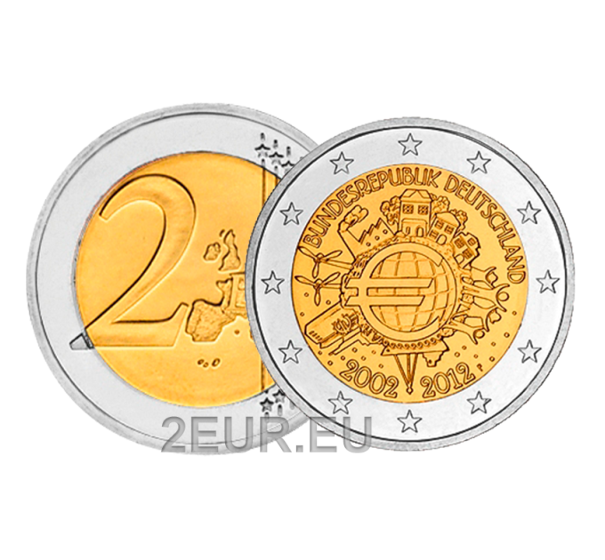 Deutschland 2 euro UNC 2012 - 10 Jahre Euro-Bargeld - F - Stuttgart