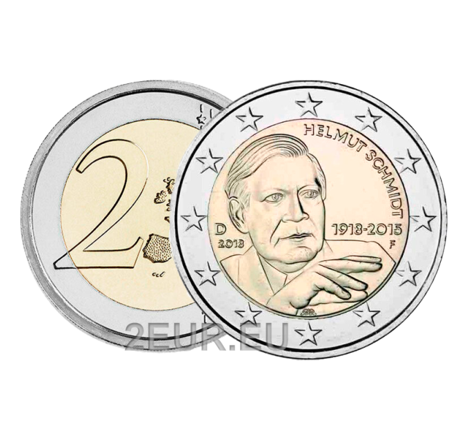 Deutschland 2 euro UNC 2018 - 100. Geburtstag von Helmut Schmidt - F - Stuttgart