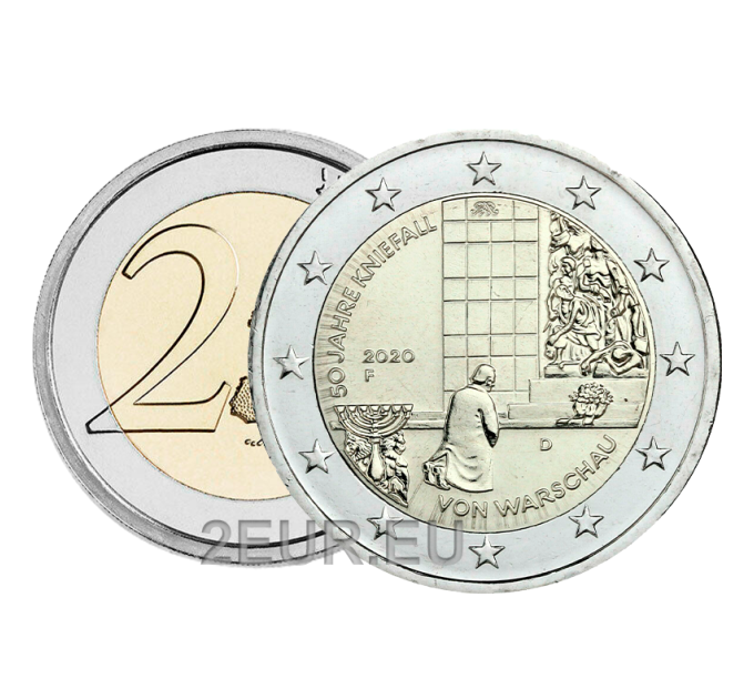 Deutschland 2 euro UNC 2020 - 50 Jahre Kniefall von Warschau - F - Stuttgart