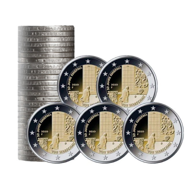 Deutschland 2 euro rollen UNC 2020 - 50. Jahrestag des Kniens in Warschau - 1roll =5x5 ADFGJ
