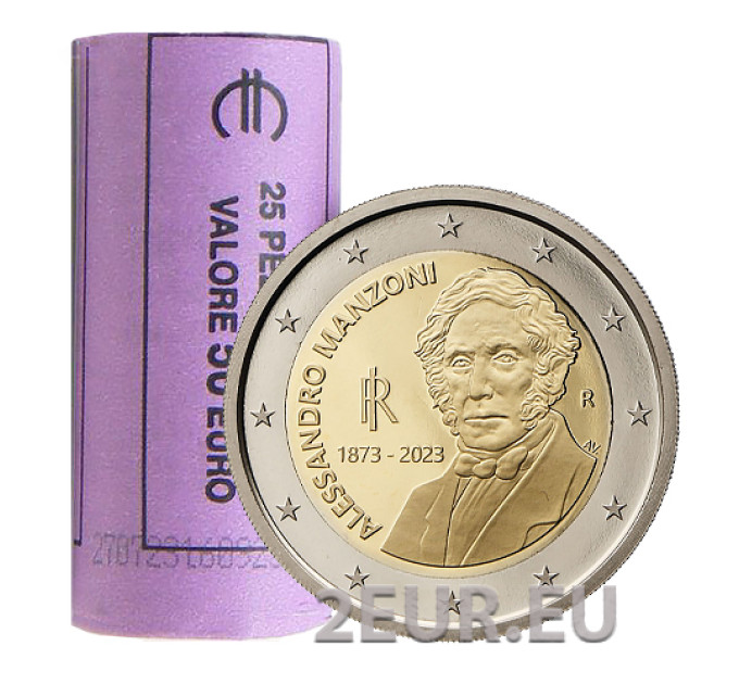 Italien 2 euro UNC rolle 2023 – 150. Todestag von Alessandro Manzoni