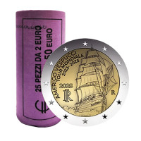 Italien 2 euro UNC roll 2025 – Reise des Schiffes Amerigo Vespucci