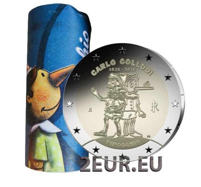 Italien 2 euro UNC roll 2026 – 200. Jahrestag der Geburt von Carlo Collodi