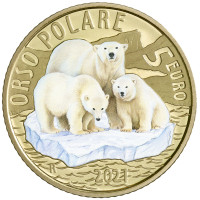 Italien 5 Euro PROOF 2021 - Gefährdete Tiere - Eisbär