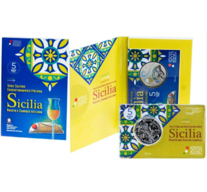 Italien 5 Euro BU 2021 - Italienische Ess- und Weinkultur – Passito und sizilianische Cannoli