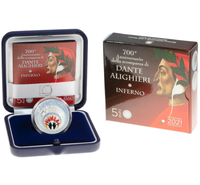 Italien 5 Euro Silber PROOF 2021 - 700. Todestag von Dante Alighieri
