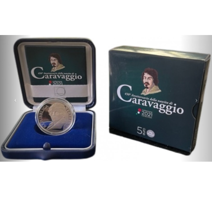 Italien 5 Euro Silber PROOF 2021 - 450. Jahrestag der Geburt Caravaggios