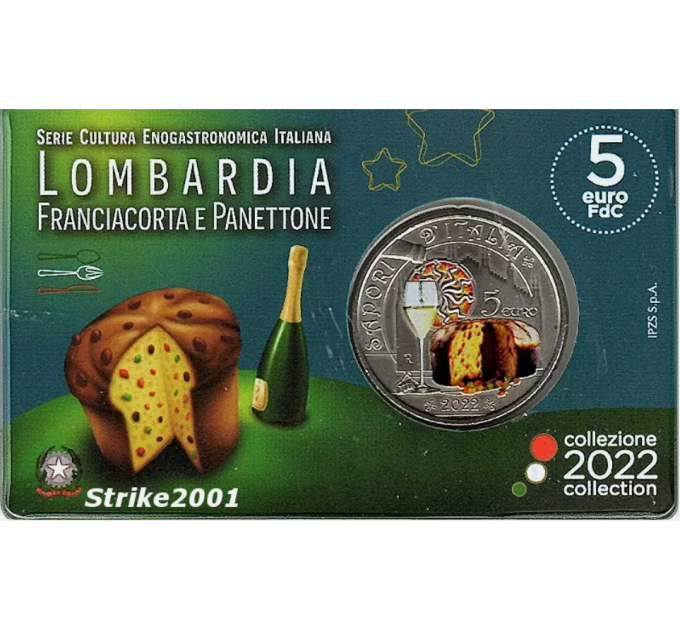 Italien 5 Euro BU 2022 - Italienische Ess- und Weinkultur – Lombardei - Franciacorta und Panettone
