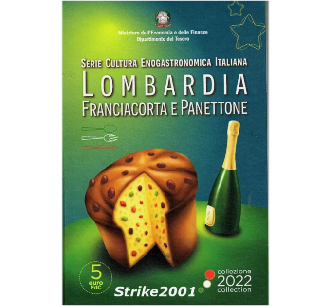 Italien 5 Euro BU 2022 - Italienische Ess- und Weinkultur – Lombardei - Franciacorta und Panettone