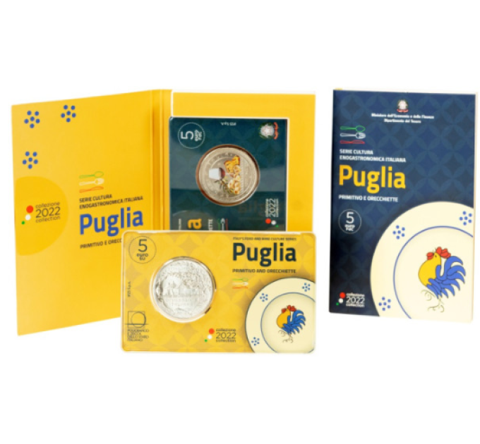 Italien 5 Euro BU 2022 - Italienische Ess- und Weinkultur – Primitivo und Orecchiette