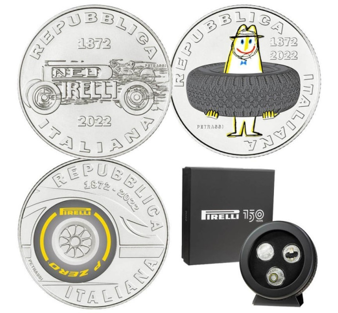 Italien 5 Euro Silber BU 2022 - 150 Jahre Pirelli - Triptychon